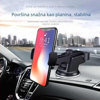 Držač za telefon u automobilu s teleskopskom šipkom i montažom na otvor za ventilaciju, plastična konstrukcija