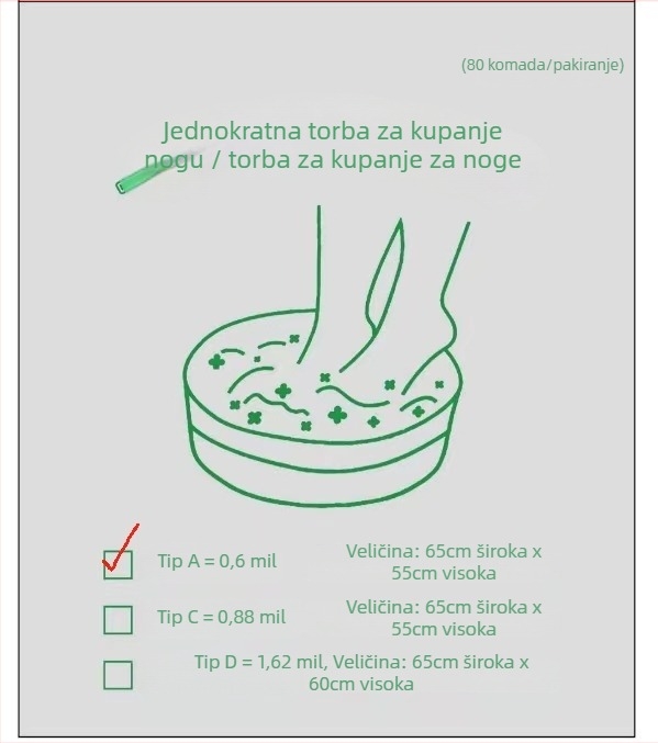 Ubag Torba za namakanje stopala – plastična, reciklabilna, 99% čistog materijala, bez logotipa, za kupanje stopala