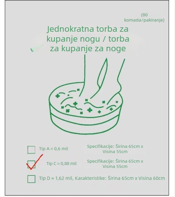 Ubag Torba za namakanje stopala – plastična, reciklabilna, 99% čistog materijala, bez logotipa, za kupanje stopala
