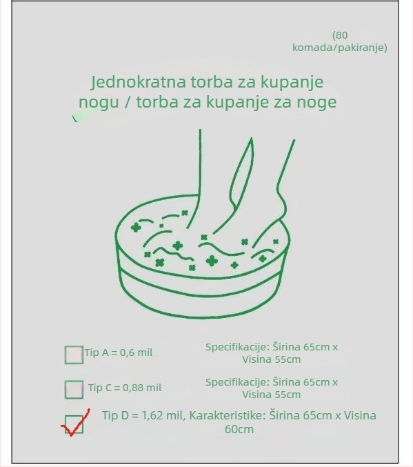 Ubag Torba za namakanje stopala – plastična, reciklabilna, 99% čistog materijala, bez logotipa, za kupanje stopala
