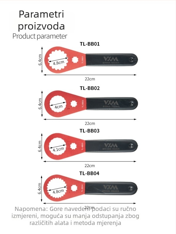 Ključ za BB bicikl – aluminijska legura, marka VXM, BB52MT800, kompatibilan s GXP/FSA, prilagodljiv