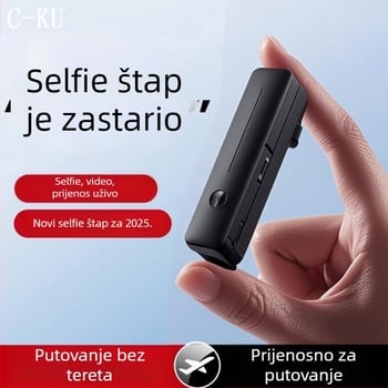 Bluetooth selfie štapić za telefon, aluminijska legura, 360° rotacija, prenosni ručni držač za fotografije