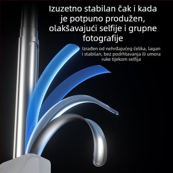 Bluetooth selfie štapić za telefon, aluminijska legura, 360° rotacija, prenosni ručni držač za fotografije