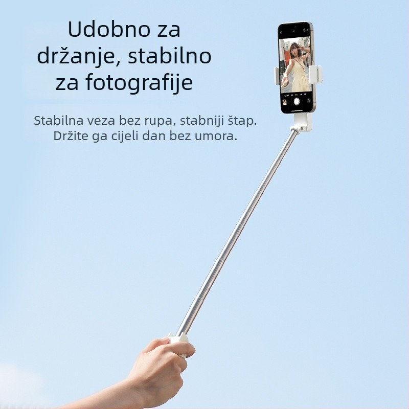 Bluetooth selfie štapić za telefon, aluminijska legura, 360° rotacija, prenosni ručni držač za fotografije