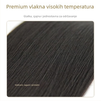 Perika za žene - prirodan stil, kosa od visoko temperaturne svile, polu-mehanička obrada, kosa s srednjom razdjeljkom i ravna, oblikovanje lica