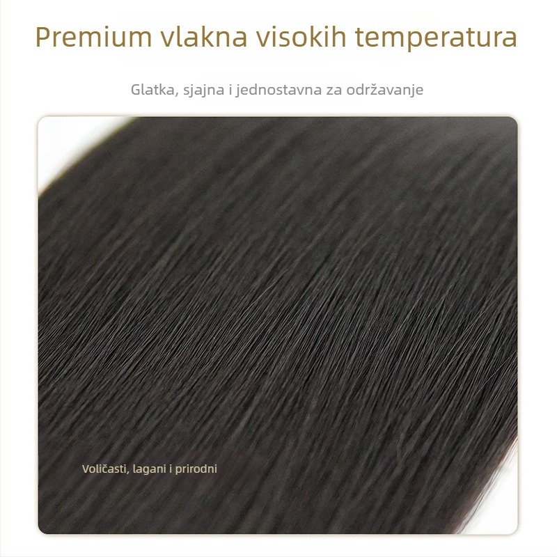 Perika za žene - prirodan stil, kosa od visoko temperaturne svile, polu-mehanička obrada, kosa s srednjom razdjeljkom i ravna, oblikovanje lica