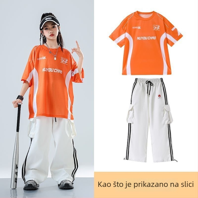 Dječji set za ulični hip-hop ples – unisex, ljeto 2025, brzo se suši materijal, acetatno vlakno, hip-hop stil