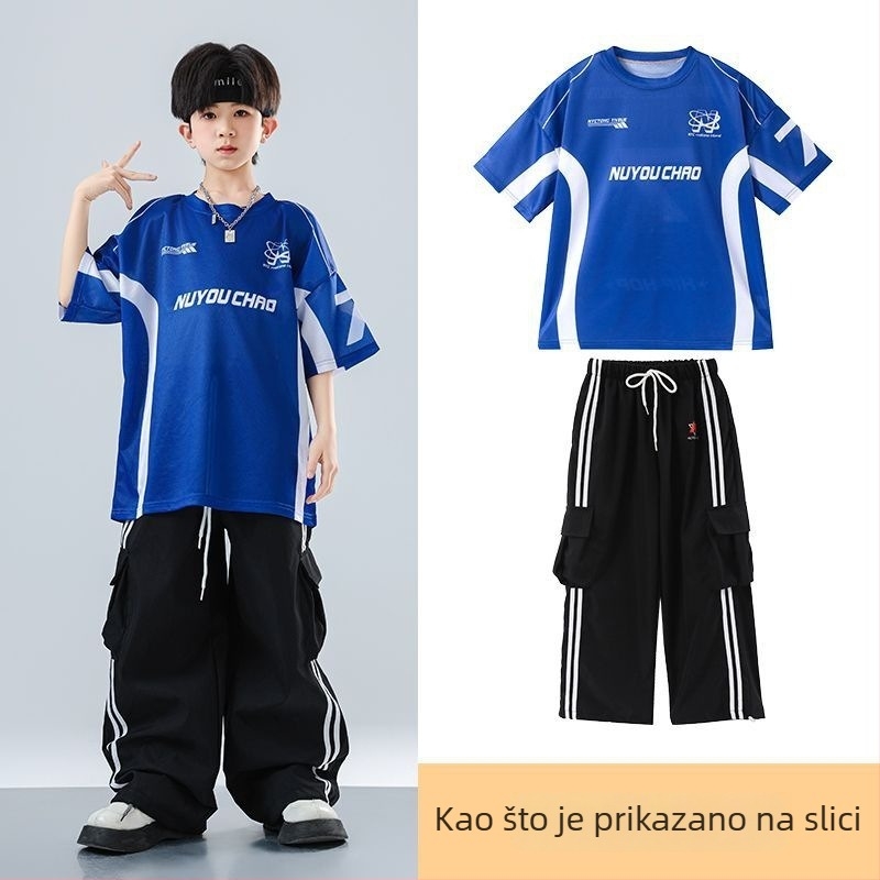Dječji set za ulični hip-hop ples – unisex, ljeto 2025, brzo se suši materijal, acetatno vlakno, hip-hop stil