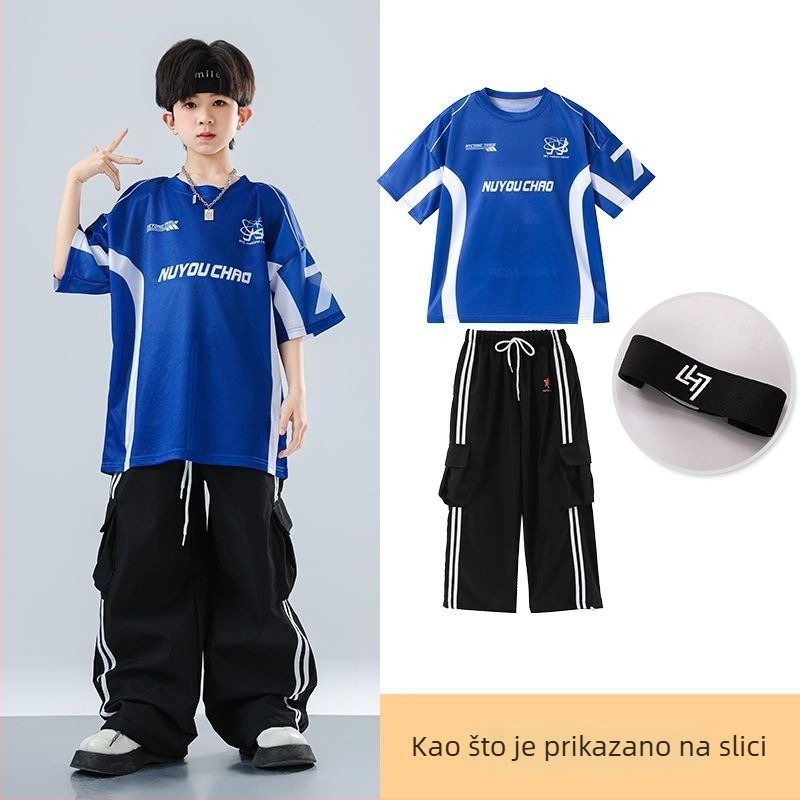 Dječji set za ulični hip-hop ples – unisex, ljeto 2025, brzo se suši materijal, acetatno vlakno, hip-hop stil