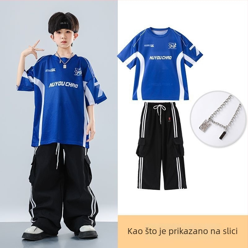 Dječji set za ulični hip-hop ples – unisex, ljeto 2025, brzo se suši materijal, acetatno vlakno, hip-hop stil