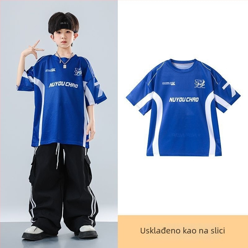 Dječji set za ulični hip-hop ples – unisex, ljeto 2025, brzo se suši materijal, acetatno vlakno, hip-hop stil