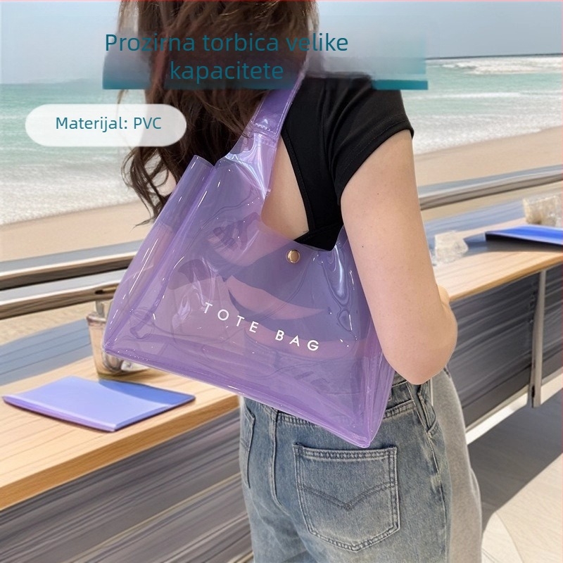 Korejskog stila modna prozirna PVC torba velikog kapaciteta, ženska torba preko ramena s laserskim PVC dizajnom