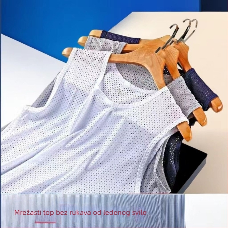 Prozračna mrežasta vesta za fitness i trčanje, bez rukava, lagana i brzo se suši za ljeto.