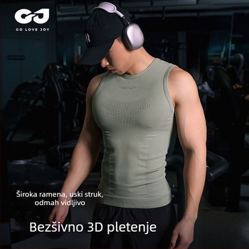 Bezšavni muški fitness top s kratkim rukavima, prozračan, brzo suši, odvodi vlagu
