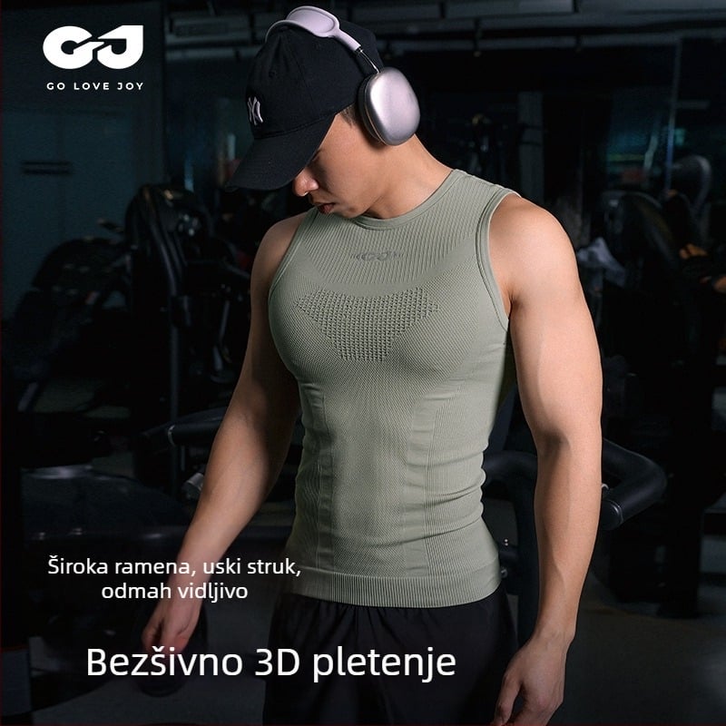 Bezšavni muški fitness top s kratkim rukavima, prozračan, brzo suši, odvodi vlagu