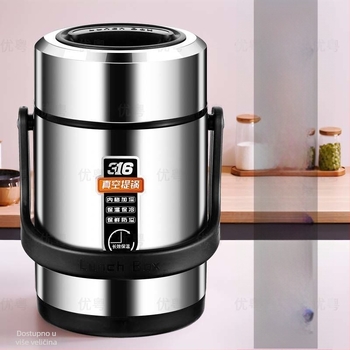 Kutija za ručak od 304 nehrđajućeg čelika, cilindrična, kompatibilna s mikrovalnom pećnicom, jednostruka