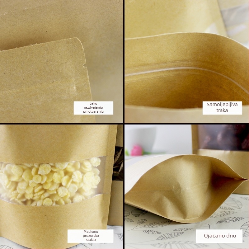 Samozatvarajuća vrećica za čaj — materijali: BOPP/kraft papir/CPP; marka Bang Tu; duljina zatvaranja 4–60 cm