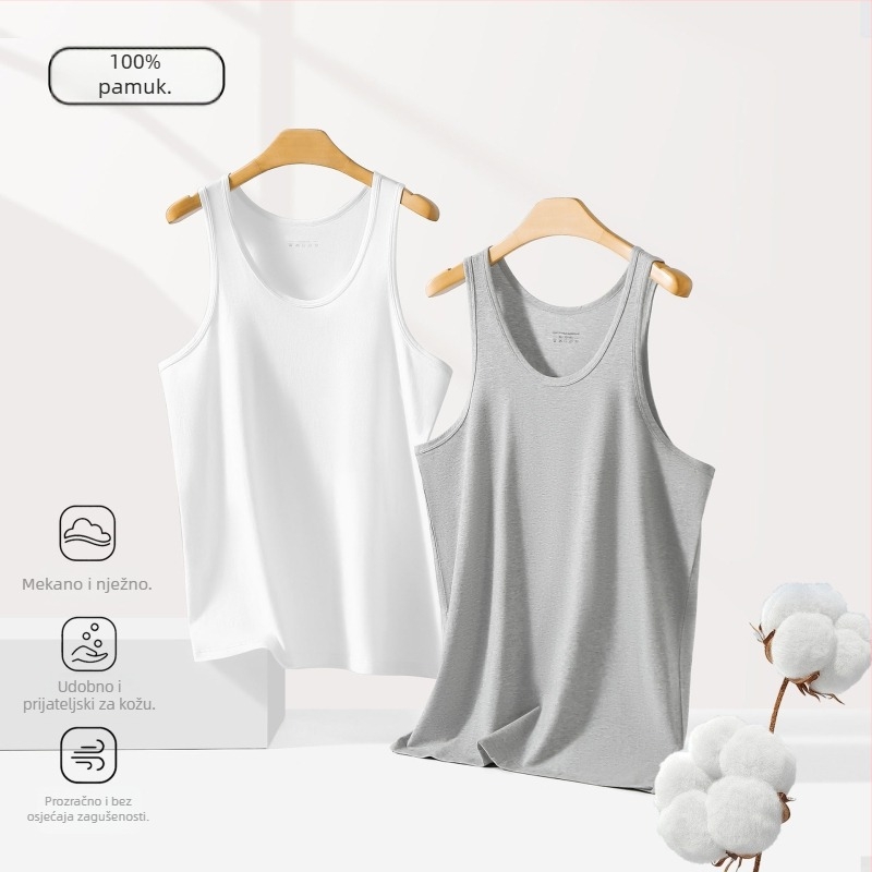 Muški tank top od 100% pamuka, lagan, prozračan, brzo suši, uski kroj