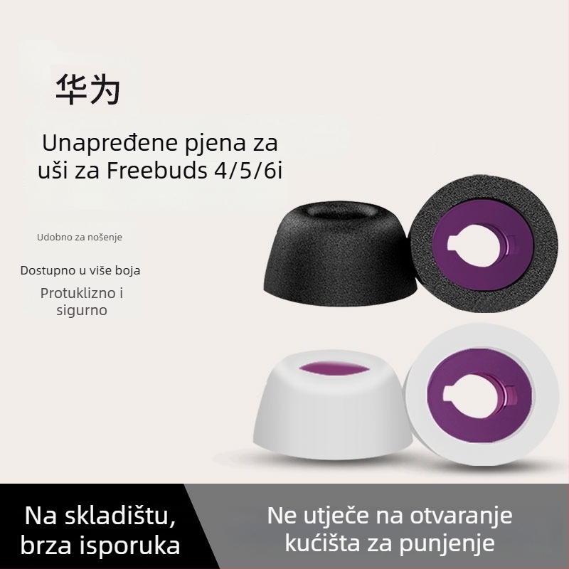 Poklopac za slušalice od memorijske pjene za Huawei FreeBuds 6i/5i/4i — protuklizni, redukcija buke