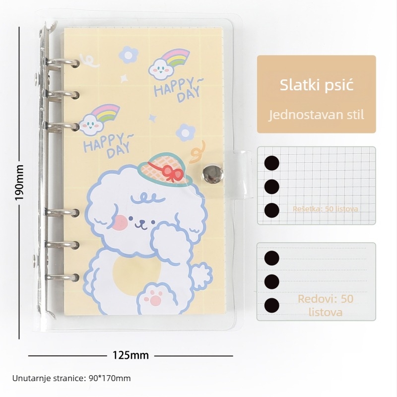 Moyl X009 Prenosnik dnevnika — PVC korica, veza s slobodnim listovima, 100 stranica, Dowling papir 80 g/m², japansko-korejski sladak stil