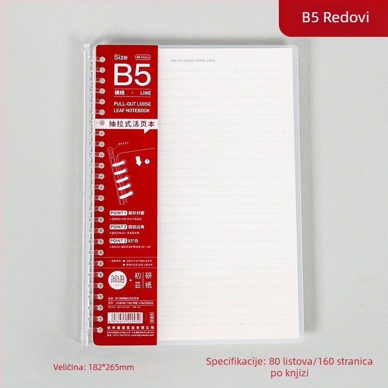 B5/A5 proziran dnevnik s izvlačnim listovima i odvojivom spiralom
