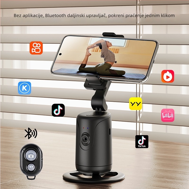 Gimbal za pametni telefon s AI praćenjem lica za live streaming - 360° panoramsko okretanje, 270° nagib, 8 rpm, trajanje baterije 6-8 sati, težina 236 g