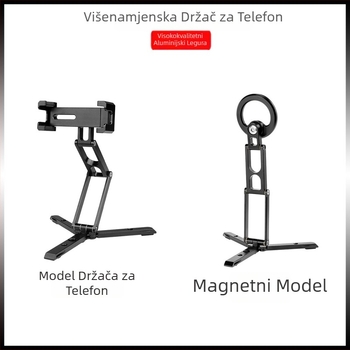 Stolni magnetski držač telefona od aluminijske legure, 360° horizontalno i vertikalno okretanje, težina 133 g, universalno za mobilne telefone, sklopivo