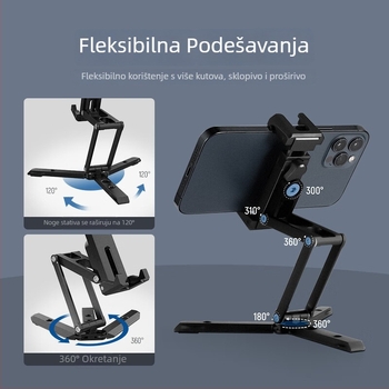 Stolni magnetski držač telefona od aluminijske legure, 360° horizontalno i vertikalno okretanje, težina 133 g, universalno za mobilne telefone, sklopivo