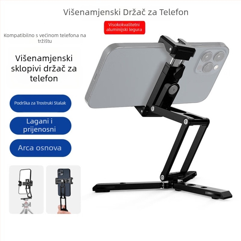 Stolni magnetski držač telefona od aluminijske legure, 360° horizontalno i vertikalno okretanje, težina 133 g, universalno za mobilne telefone, sklopivo
