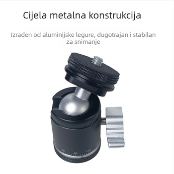 Prijenosni višenamjenski nosač za telefon za live streaming s osvjetljenjem i 360° panoramskom kuglastom glavom; vijčani sustav montaže; ekološki materijali; horizontalno okretanje 360°; horizontalna brzina 360°; težina 0,92 kg