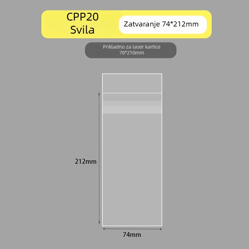 Samozavarajuća prozirna polipropilenska vrećica za darove, marka Cute Key, duljina zatvaranja 10–30 cm