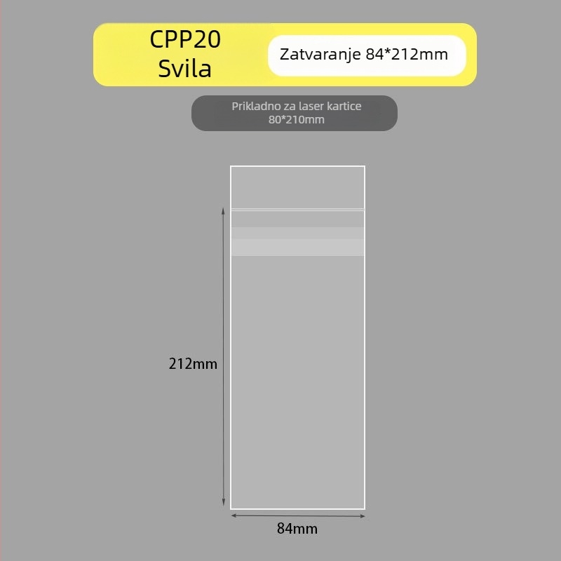 Samozavarajuća prozirna polipropilenska vrećica za darove, marka Cute Key, duljina zatvaranja 10–30 cm
