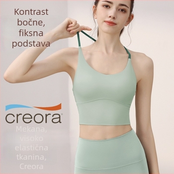 Ženski sportski grudnjak-top — Nylon 80% / Spandex 20%; upijanje znoja, brzo sušenje, visoka elastičnost, kontrola trbuha, uključuje umetke