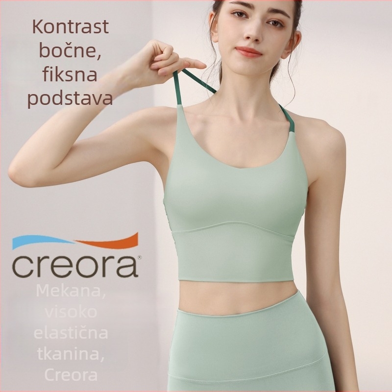 Ženski sportski grudnjak-top — Nylon 80% / Spandex 20%; upijanje znoja, brzo sušenje, visoka elastičnost, kontrola trbuha, uključuje umetke