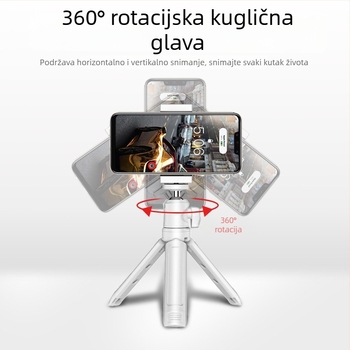Mini stolni stabilizator za telefon s 360° rotacijom, prijenosni ručni dizajn, metalna konstrukcija; Bluetooth podrška; uključeno daljinsko upravljanje