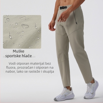 Muške trkačko-izdržljive hlače za vanjske aktivnosti – smjesa kemijskih vlakana; za ljeto i proljeće; za trčanje i fitness