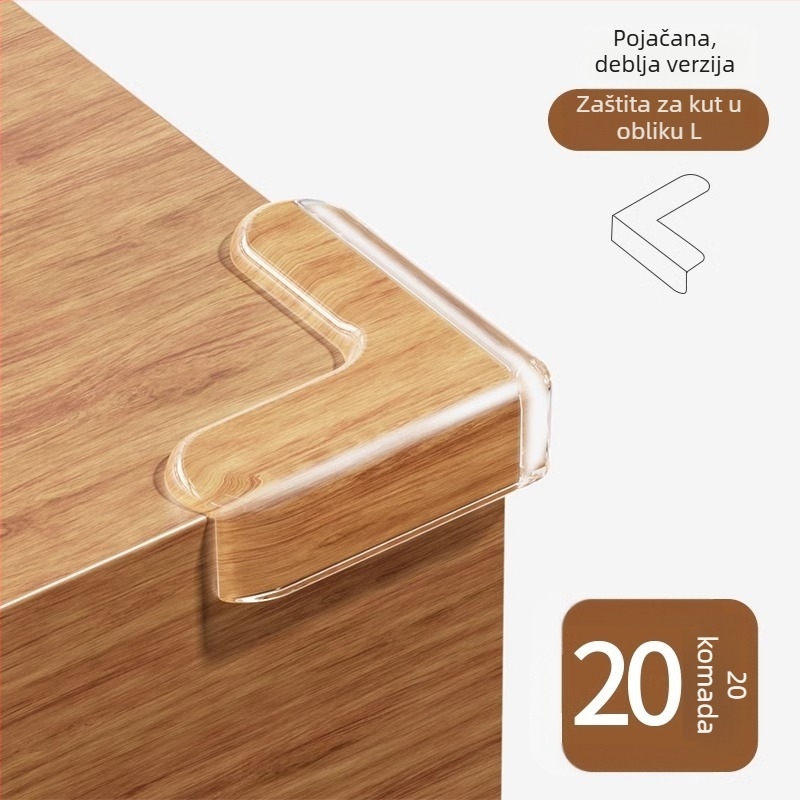 Ecoplus zaštitni kutovi za stolove i ormare, pravokutni kutovi, zaštita od sudara, pakiranje 4000 komada, bar kod 6942103905063
