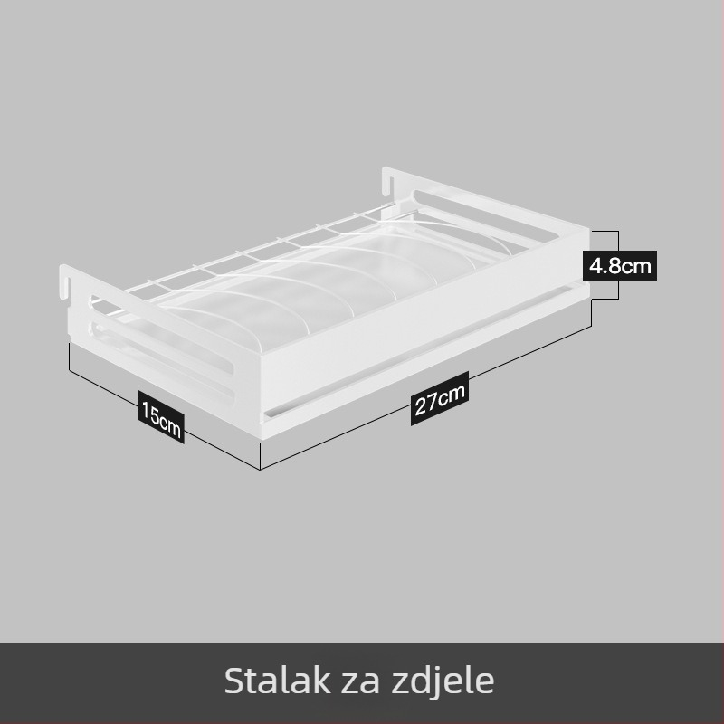 Nana Nehrđajući čelik — Zidni stalak s perforiranom pločom za posuđe, odvodnim stalakom i organizatorom začina — Višenamjenski, Bez ugradnje, Pomičan