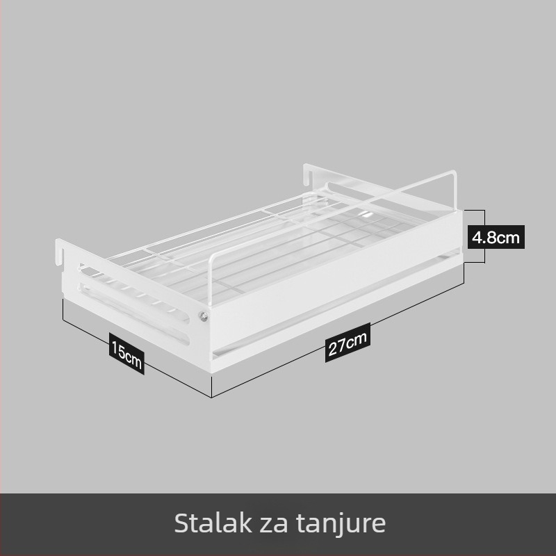 Nana Nehrđajući čelik — Zidni stalak s perforiranom pločom za posuđe, odvodnim stalakom i organizatorom začina — Višenamjenski, Bez ugradnje, Pomičan