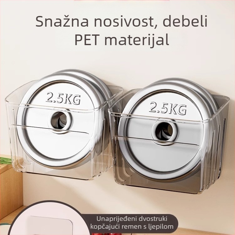 Zidni kuhinjski spremnik za skladištenje vlasac, đumbir i češnjak u nordijskom stilu; plastika, s tiskanim logotipom