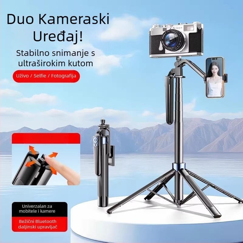 Držač za telefon s dvostrukim postavljanjem za live stream i snimanje na otvorenom (Materijal: Drugo; Bez daljinskog upravljača; Bez Bluetootha; Bez rasvjete)