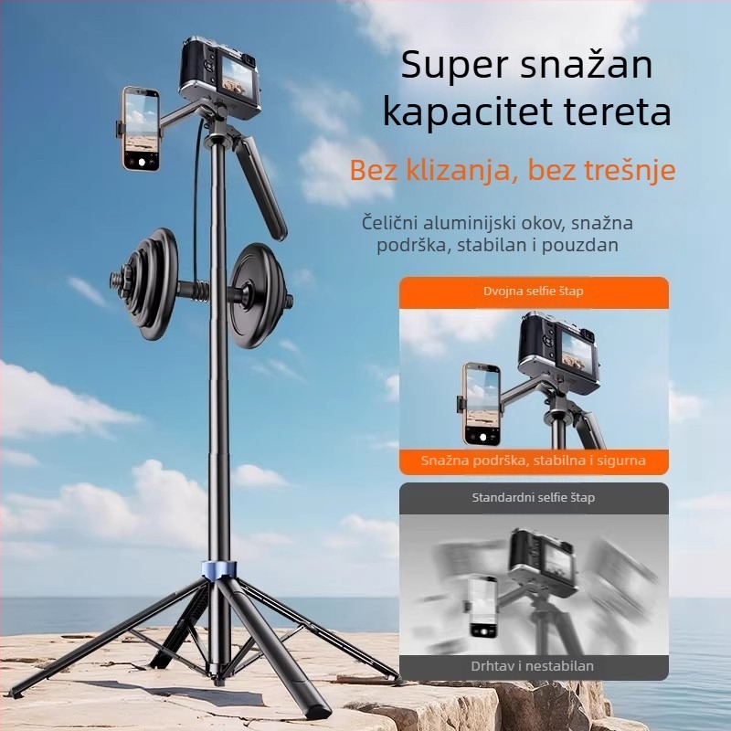 Držač za telefon s dvostrukim postavljanjem za live stream i snimanje na otvorenom (Materijal: Drugo; Bez daljinskog upravljača; Bez Bluetootha; Bez rasvjete)