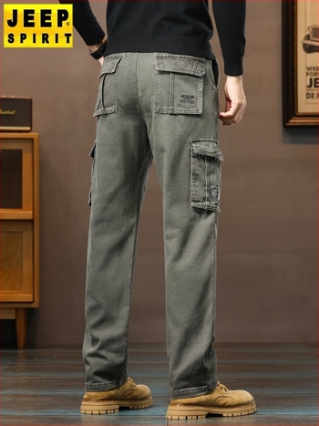 Muške cargo hlače, opuštenog pravog kroja, mnogi džepovi, korejski stil, zimske casual vanjske hlače, 100% pamuk