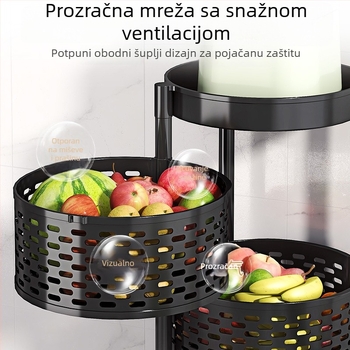 Okretna slobodnostojeća 6-slojna polica za skladištenje grickalica i povrća, pokretna, moderni minimalistički dizajn