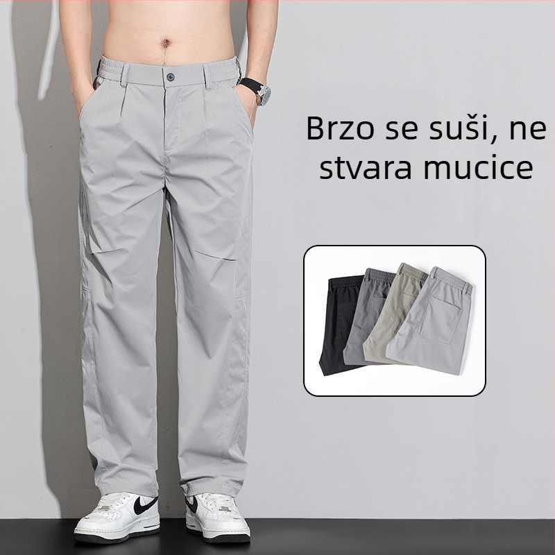 Muške casual radne hlače, slobodan kroj, ravne nogavice, brzo se suše, korejskog stila