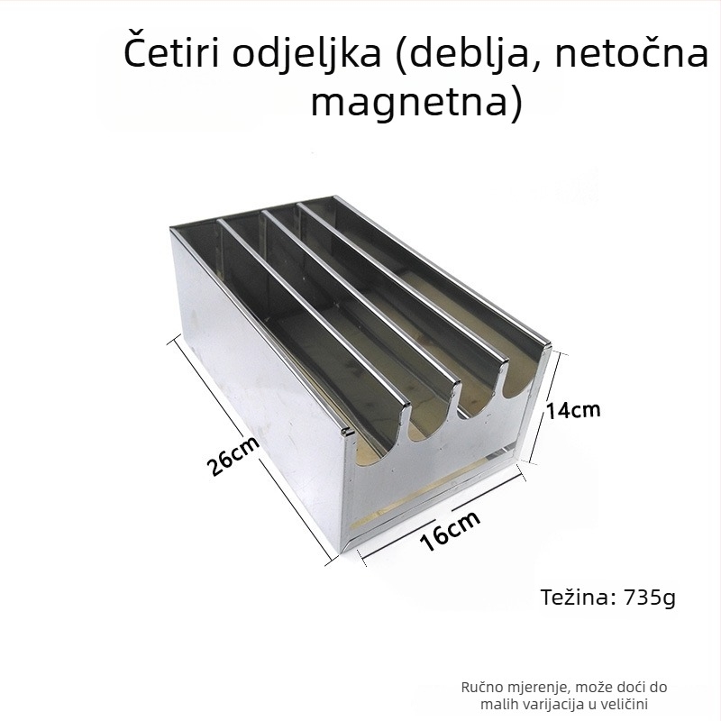 Držač noževa od nehrđajućeg čelika, pomični, pravokutnog dizajna