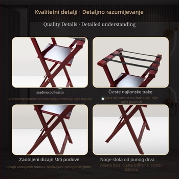 Drveni stalk za prtljagu za hotele, sklopivi, podni stalk, jednostavan moderni stil, jedan nivo