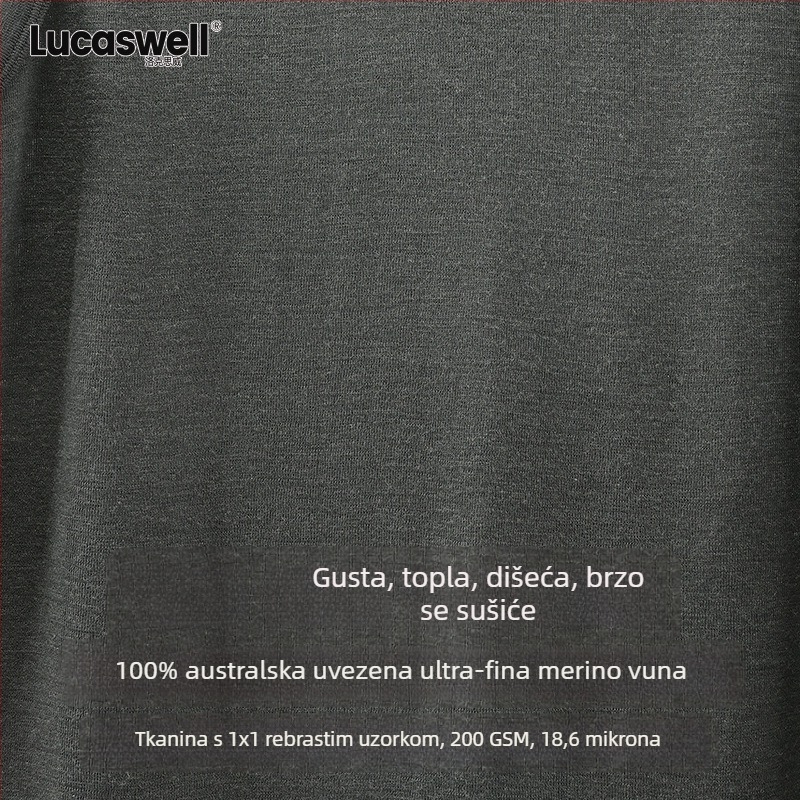 LUCASWELL Muška sportska vesta od Merino vune s odvlačenjem vlage i rebrastim uzorkom