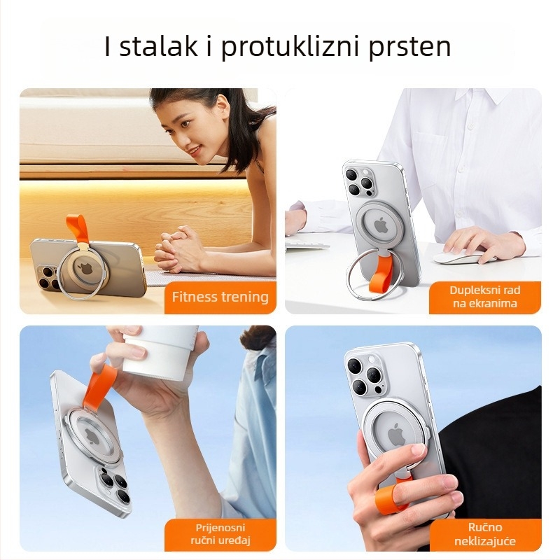 Držač za telefon s prstenom, univerzalni dizajn, silikon-cinkova legura, prilagodljiv