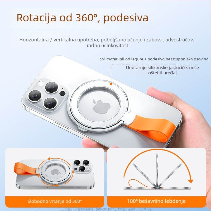Držač za telefon s prstenom, univerzalni dizajn, silikon-cinkova legura, prilagodljiv